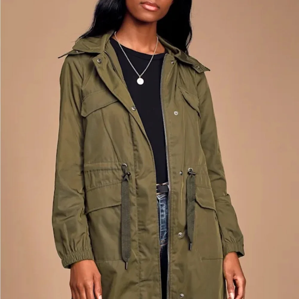Olive Green Rain Coat - Picture 2 of 7